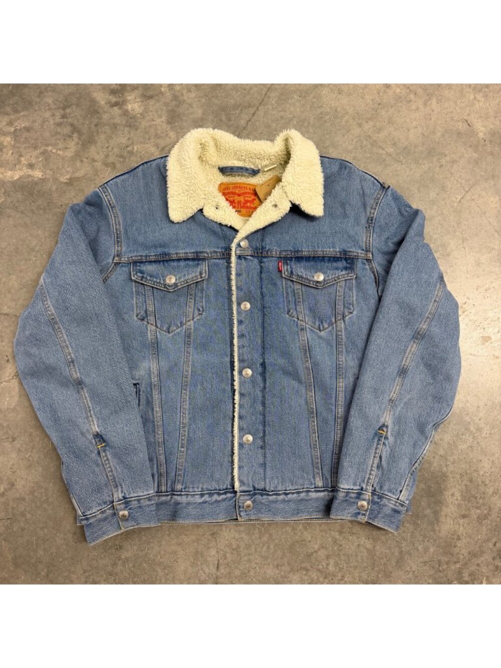 Levis Type 3 Mens Sherpa-Lined Denim Trucker Jacket Large Blue